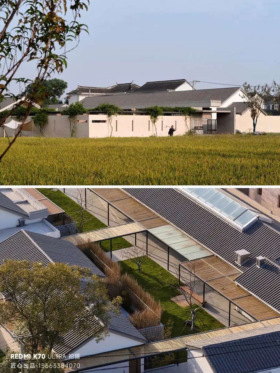 苏州常熟旧厂房改民宿工业风设计 苏州常熟旧厂房改民宿,利用原有砖墙、铁架和旧机器打造工业风大堂