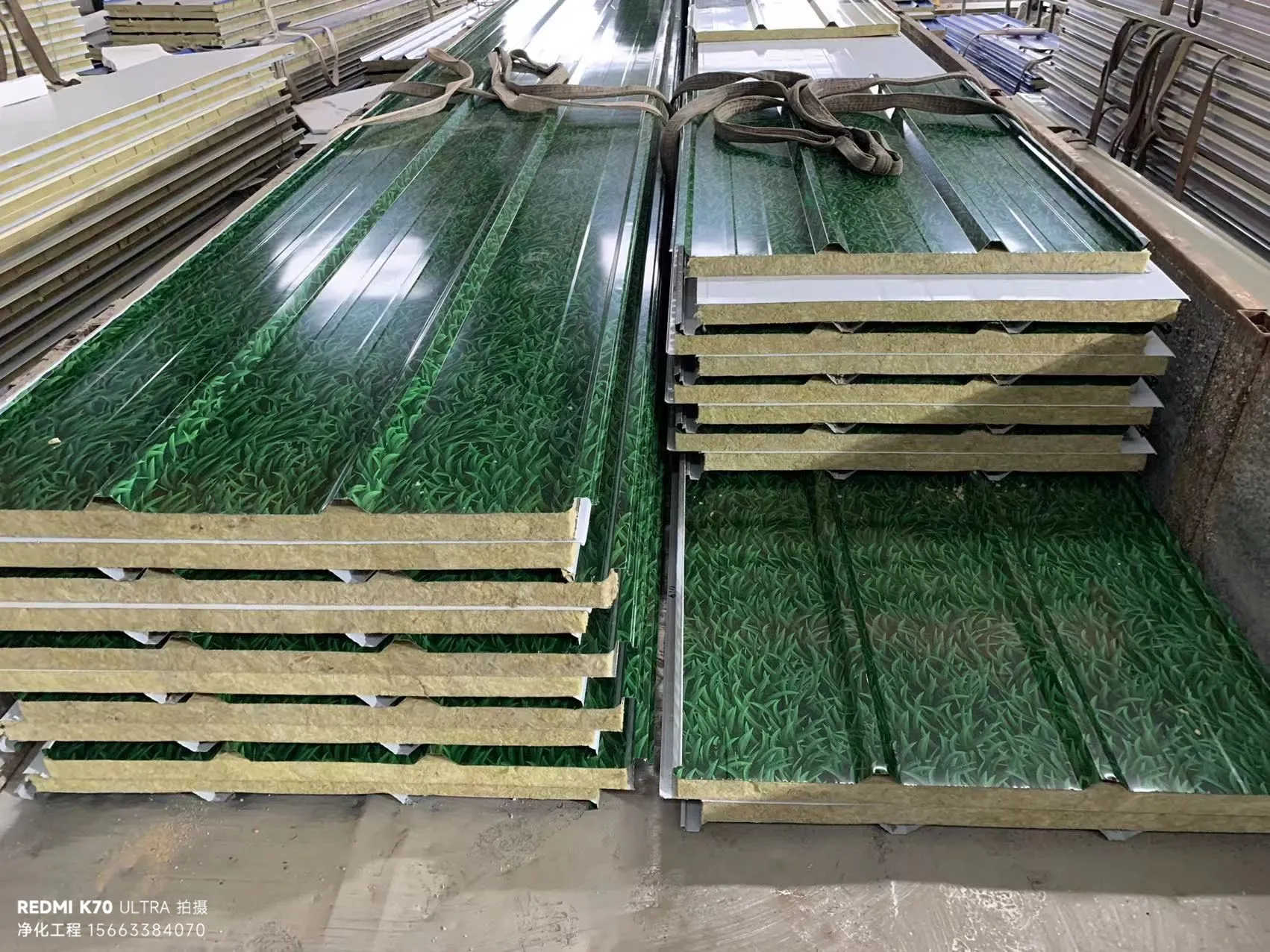 夹芯彩钢瓦（岩棉 - 泡沫- 聚氨酯芯）